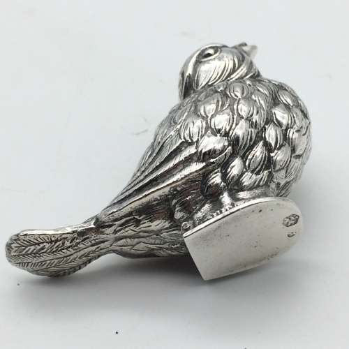 Amazing Pair of Solid Silver `Bird` Salt and Pepper Shakers