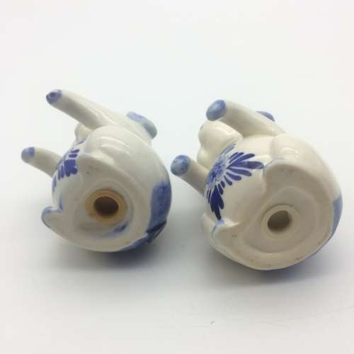 Cute `Delft Blue Pigs` Salt and Pepper Pots on Stand