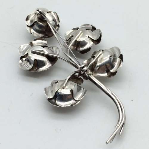 Early Mexican Silver `Rose` Brooch