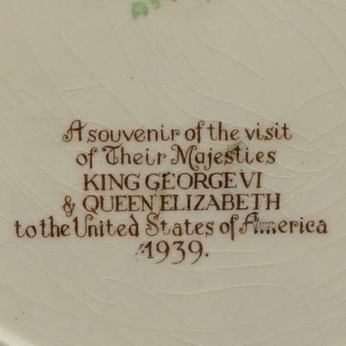 `1939 Royal Visit to USA` China Plate
