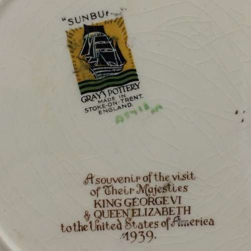 `1939 Royal Visit to USA` China Plate
