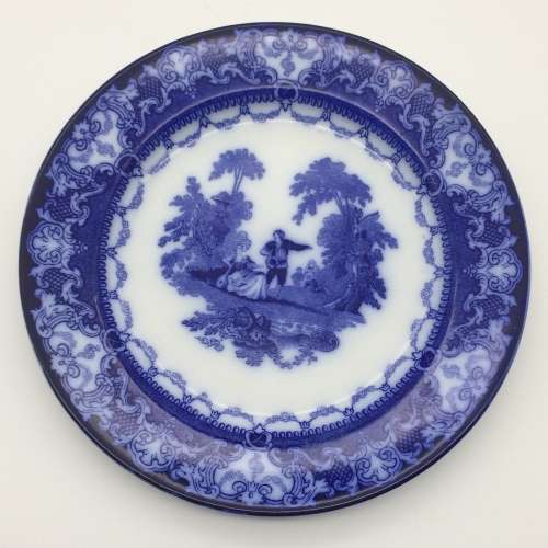 Antique `Doulton Burslem` (Watteau) Blue and White Plate