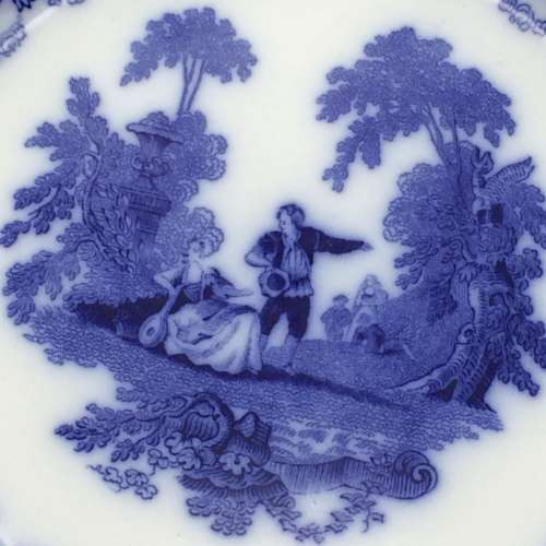Antique `Doulton Burslem` (Watteau) Blue and White Plate