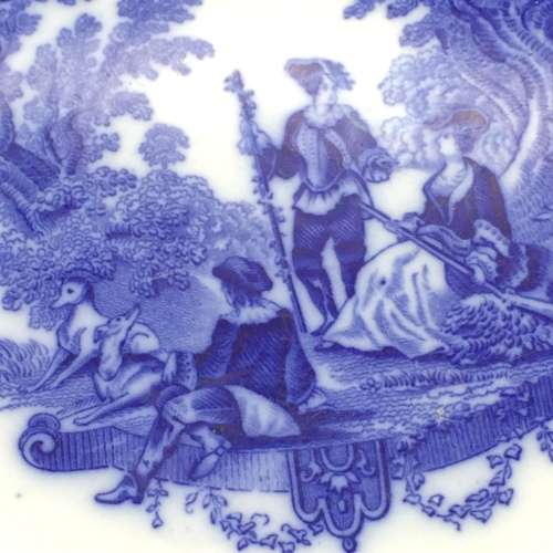 Antique Doulton Burslem `Watteau` Blue and White Bowl