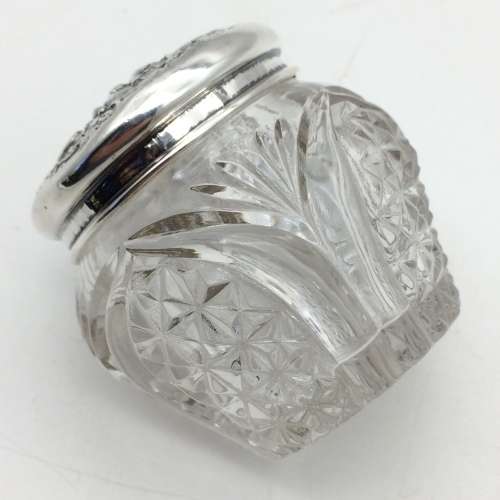 Antique Sterling Silver and Cut-Glass Dressing Table Jar