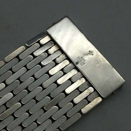 Impressive Vintage `Danish` Wide Silver Bracelet (1950`s)