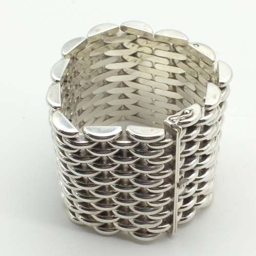 Impressive Vintage `Danish` Wide Silver Bracelet (1950`s)