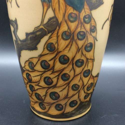 Rare `Danish` Art Pottery `Peacock` Vase (L. HJORTH BORNHOLM)