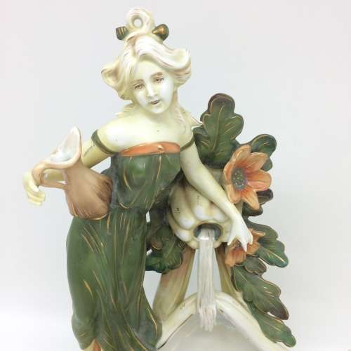 Art Nouveau `Maiden on Seashell` Antique Centrepiece
