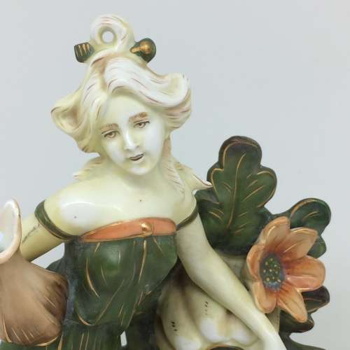 Art Nouveau `Maiden on Seashell` Antique Centrepiece