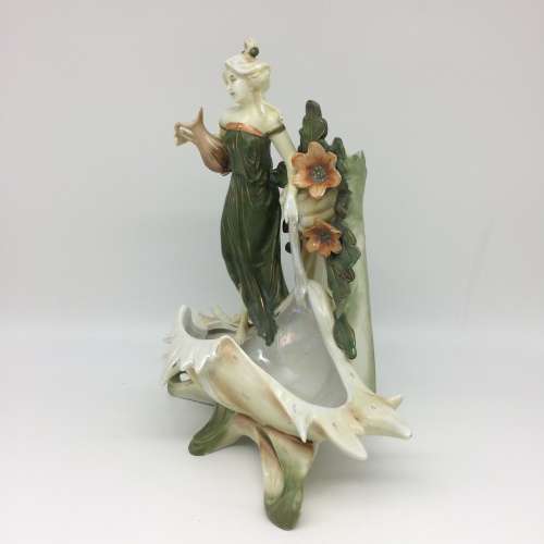 Art Nouveau `Maiden on Seashell` Antique Centrepiece