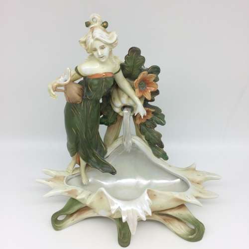 Art Nouveau `Maiden on Seashell` Antique Centrepiece