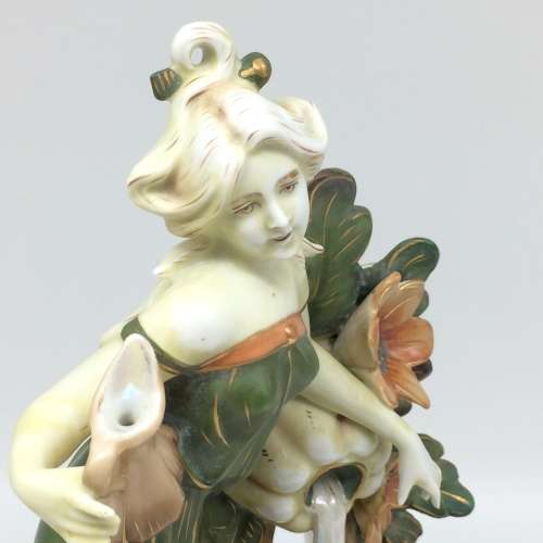 Art Nouveau `Maiden on Seashell` Antique Centrepiece