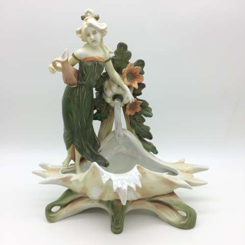 Art Nouveau `Maiden on Seashell` Antique Centrepiece