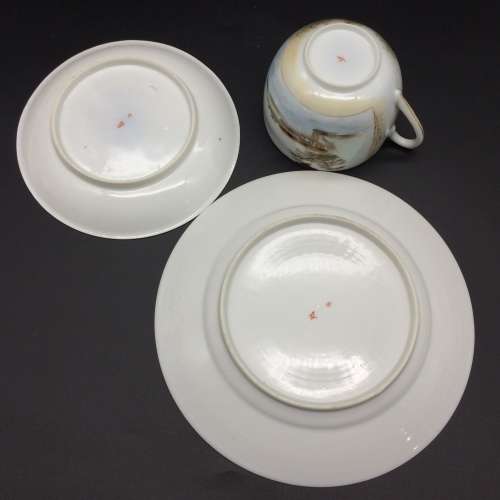 Hand-Painted Oriental China Trio (Signed)