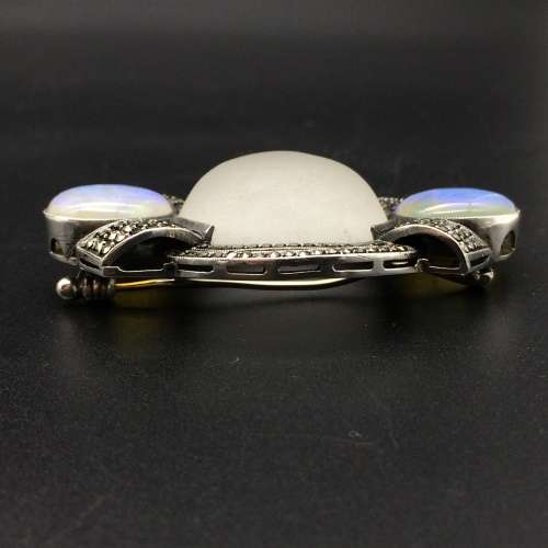 Amazing Art Deco Opal & Marcasite Brooch (Theodor Fahrner)
