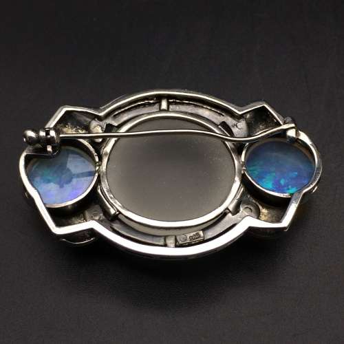 Amazing Art Deco Opal & Marcasite Brooch (Theodor Fahrner)