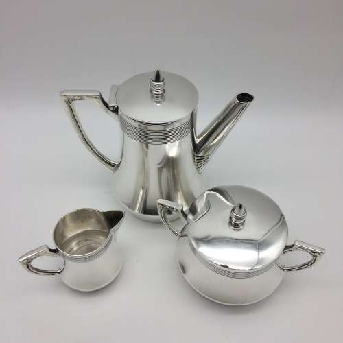 Antique Arts and Crafts/Art Nouveau Silver-Plated Bachelor Tea Set