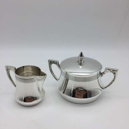 Antique Arts and Crafts/Art Nouveau Silver-Plated Bachelor Tea Set