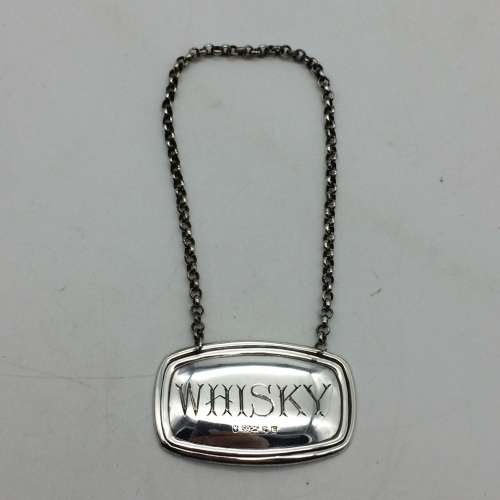 Vintage Solid Silver `WHISKY` Decanter Label