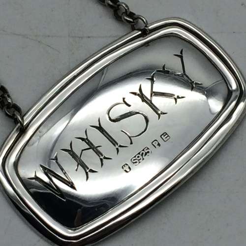 Vintage Solid Silver `WHISKY` Decanter Label
