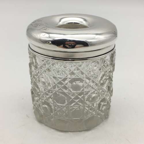 Antique `Silver and Cut-Crystal Hair Tidy` (Chester 1912)