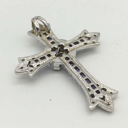 Amazing 9ct White Gold, Diamond and Tanzanite Cross (V. R35000)