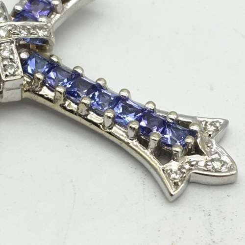 Amazing 9ct White Gold, Diamond and Tanzanite Cross (V. R35000)