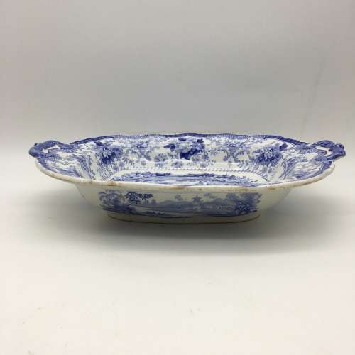 Scarce Antique 1830`s `Fairy Villas` Vegetable Dish (Staple Repair)
