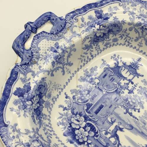 Scarce Antique 1830`s `Fairy Villas` Vegetable Dish (Staple Repair)