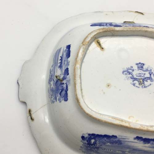 Scarce Antique 1830`s `Fairy Villas` Vegetable Dish (Staple Repair)