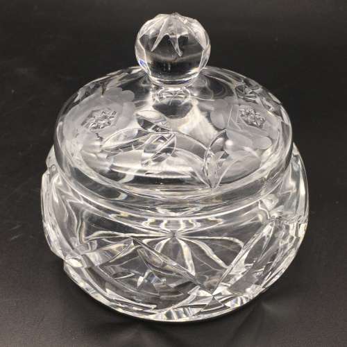 Vintage `Rose-Cut` Crystal Bowl and Lid