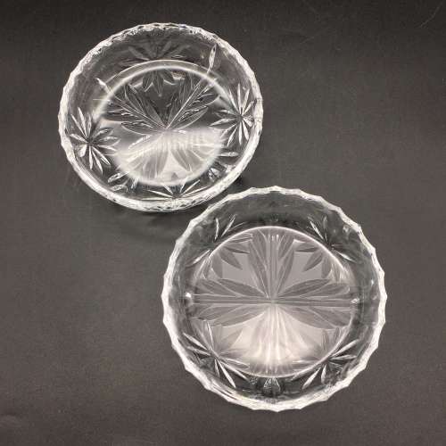 Lovely Pair of Cut-Crystal Butter Dishes and Knives (Boxed)