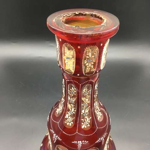 Rare `Bohemian Ruby Glass Hookah` Base (early 1800`s)
