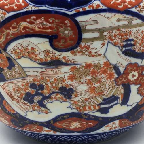 Very Large Antique `Imari` Porcelain Jardiniere
