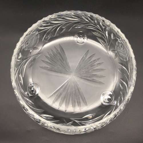 Large Vintage `Rose-Cut` Crystal Fruit Bowl