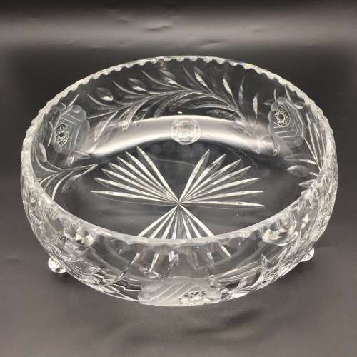 Large Vintage `Rose-Cut` Crystal Fruit Bowl