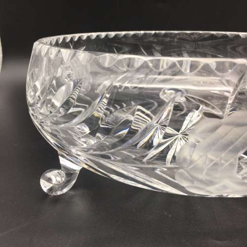 Large Vintage `Rose-Cut` Crystal Fruit Bowl