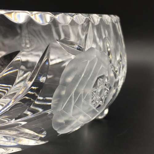 Large Vintage `Rose-Cut` Crystal Fruit Bowl