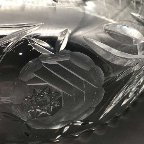 Large Vintage `Rose-Cut` Crystal Fruit Bowl