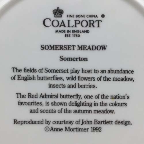 Pretty `Coalport` Wall Plate (Somerset Meadow)