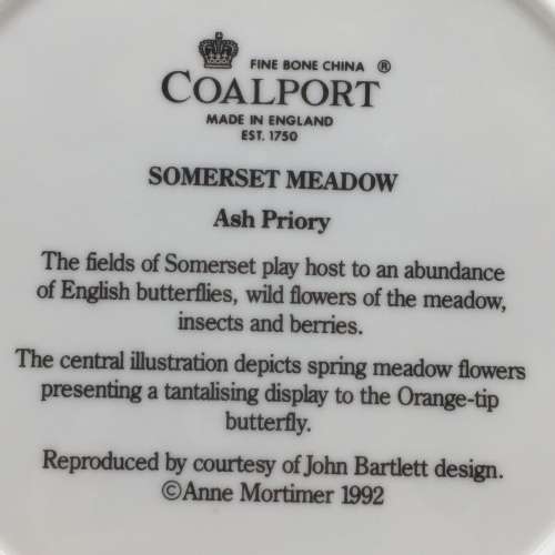 Pretty `Coalport` Wall Plate (Somerset Meadow)