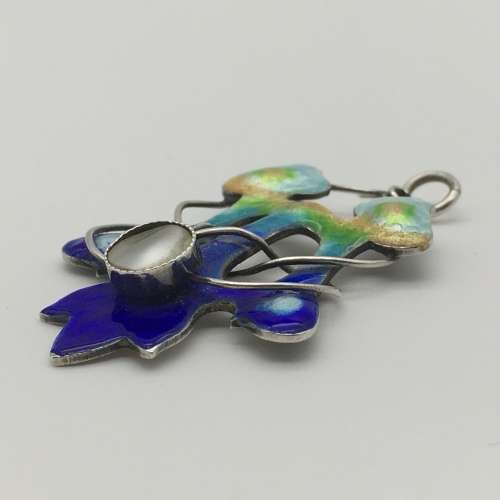 Rare `Arts and Crafts` Silver and Enamel Pendant (Signed)