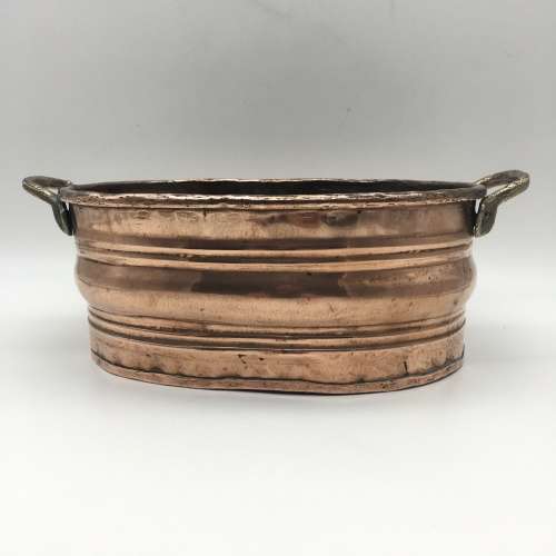 Two Vintage Copper and Brass Oval Planters or Bowls