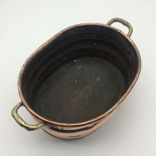 Two Vintage Copper and Brass Oval Planters or Bowls