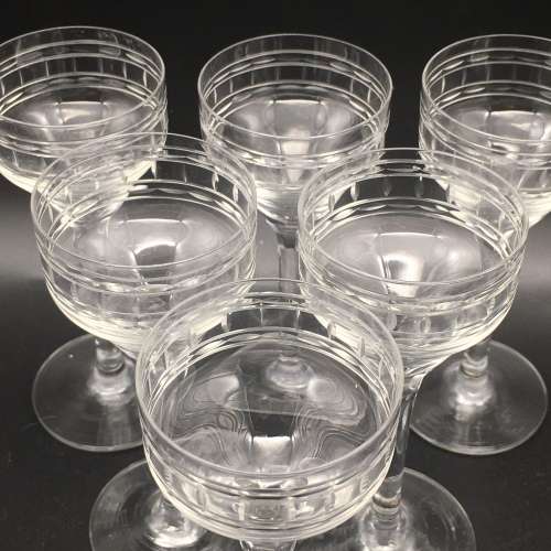 Six Early Attractive Crystal Liquor Glasses