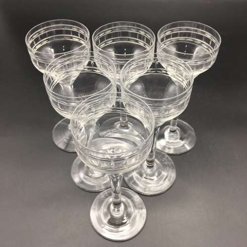 Six Early Attractive Crystal Liquor Glasses