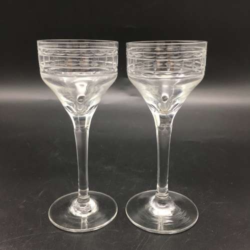 Six Early Attractive Crystal Liquor Glasses