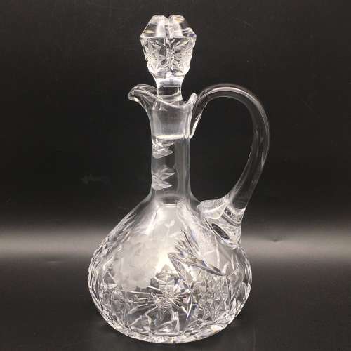 Crystal `Rose-Cut` Vintage Claret Jug & Stopper