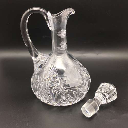 Crystal `Rose-Cut` Vintage Claret Jug & Stopper
